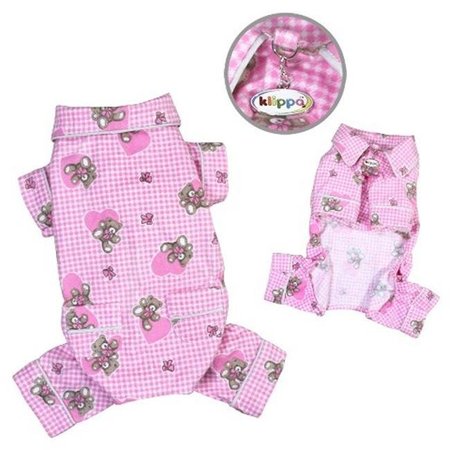 KLIPPO PET Klippo Pet KBD065SZ Adorable Teddy Bear Love Flannel Pajamas; Pink - Small KBD065SZ